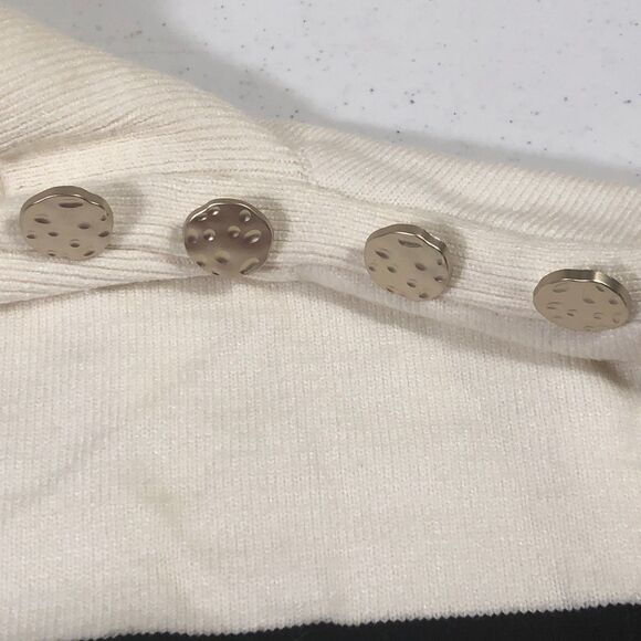 Nautical Long S Sweater Womens Cream Black Stripe Large Quiet Luxury Old Money - Picture 3 of 6